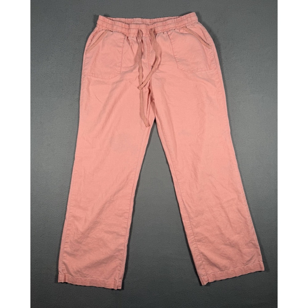 EST 1946 Women Coral Pink Linen Rayon Blend Wide Leg Pants Medium RN37080